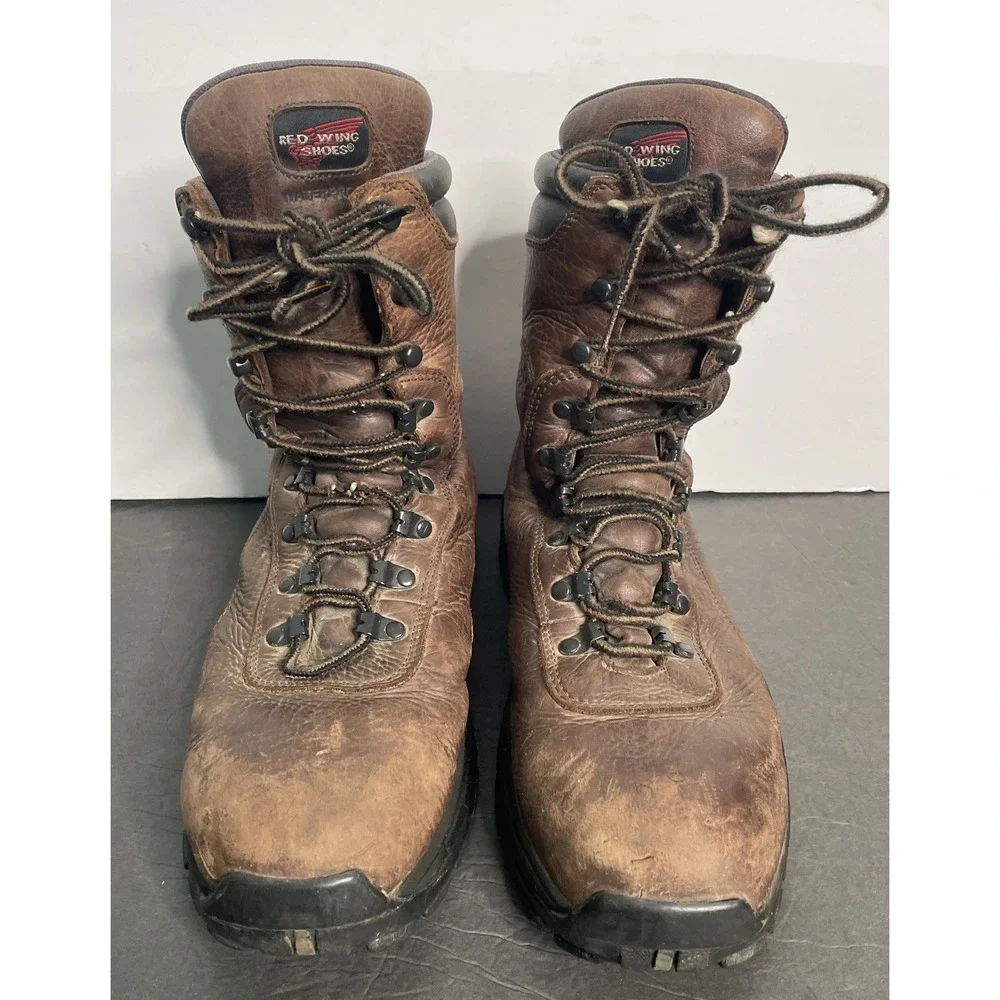 Red Wing Shoes Brown Leather Waterproof Thinsulate Steel Toe Work Boots Men 8.5D